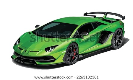 Luxury premium realistic fast speed green coupe sport colour white elegant new 3d car urban electric es power style model lifestyle business work modern art design vector template isolated background Royalty-Free Stock Photo #2263132381