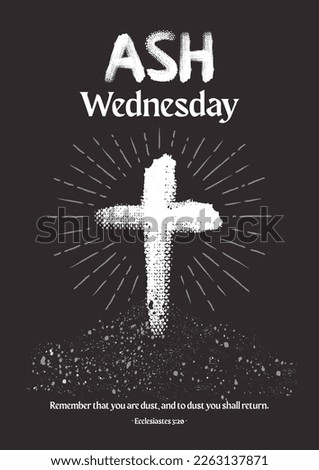 Ash Wednesday abstract symbolic religious Christian symbol for the beginning of Lent, with cross of ashes Royalty-Free Stock Photo #2263137871