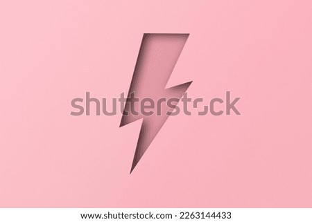 pink paper cut holes Lightning bolts are overlaid with light and shadow.