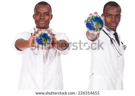 african young doctor, world picture is courtesy of NASA