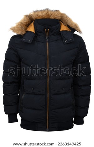 Mens  down lined winter parka isolated on white Royalty-Free Stock Photo #2263149425