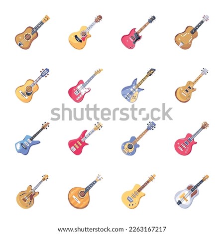 Pack of Guitar Flat Vectors 

