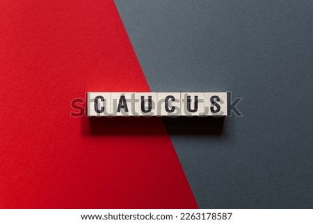 Caucus - word concept on cubes, text, letters Royalty-Free Stock Photo #2263178587