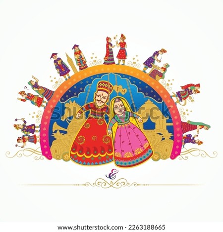 Indian wedding symbol groom and bride clip art line art drawing. Indian husband-wife vector illustration.
