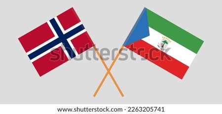 Crossed flags of Equatorial Guinea and Norway. Official colors. Correct proportion. Vector illustration

