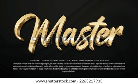 Golden master 3d style editable text effect template use for logo and business brand Royalty-Free Stock Photo #2263217933