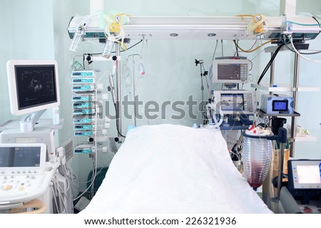 Modern technology in intensive care unit room  Royalty-Free Stock Photo #226321936
