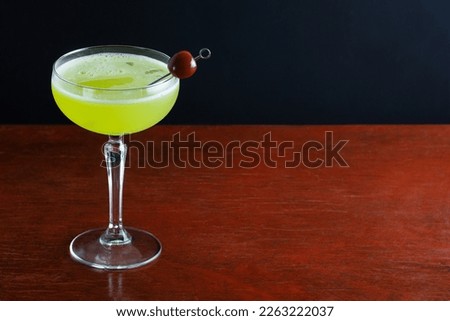 The Last Word Cocktail, a Drink Made From Green Chartreuse, Gin, Maraschino Liqueur, and Lime Juice Chilled in a Coupe Glass Royalty-Free Stock Photo #2263222037