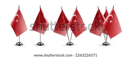 Small national flags of the Turkey on a white background.