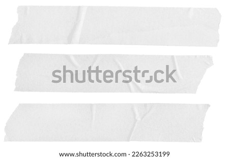 Three white Blank painter tape stickers isolated on white background. Template mockup