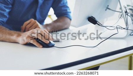 Hand, computer mouse or hacker man for cybersecurity, app coding or data analysis in office. Programmer, developer or employee on tech for software code, programming or startup analytics review