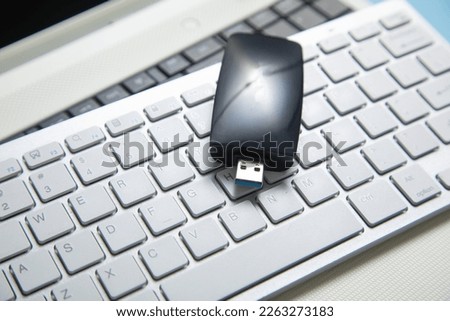 Flash drive with a computer keyboard. 