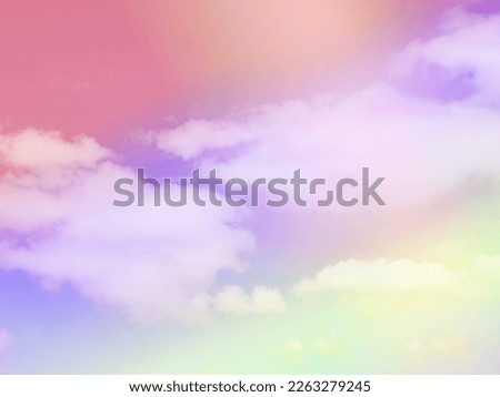 beauty sweet pastel green violet colorful with fluffy clouds on sky. multi color rainbow image. abstract fantasy growing light