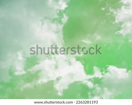 beauty sweet pastel green and white colorful with fluffy clouds on sky. multi color rainbow image. abstract fantasy growing light