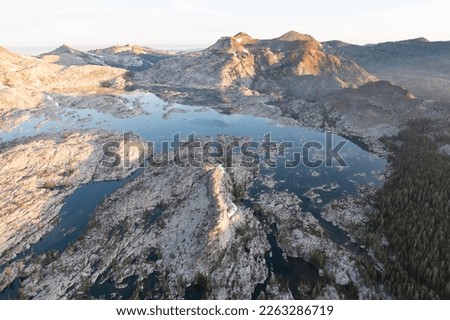 The beautiful Lake Aloha in the Desolation Wilderness is part of a federally protected wilderness area just west of Lake Tahoe, straddling the Sierra Nevada mountains.  Royalty-Free Stock Photo #2263286719