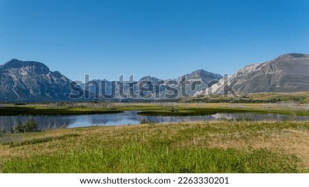 Scenic summer views in the the Canadian Rocky Mountains. Waterton Lakes National Park Alberta Canada Royalty-Free Stock Photo #2263330201