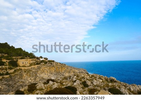 Italy Ocean View with rocky cliffs and village houses