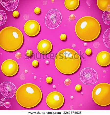 Cutest candy yellow bubbles on the pink background
