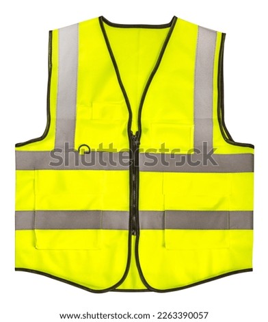 Safety Vest Reflective shirt beware, guard, traffic shirt, safety shirt, rescue, police, security shirt isolated on white background, With clipping path. Royalty-Free Stock Photo #2263390057