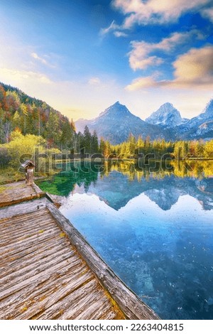 Breathtaking autumn scene of Schiederweiher pond. Poppular travell destination. Location: Hinterstoder, Kirchdorf an der Krems district, Upper Austria, Austria, Europe. Royalty-Free Stock Photo #2263404815