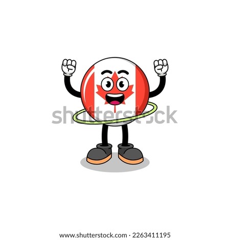 Character Illustration of canada flag playing hula hoop , character design