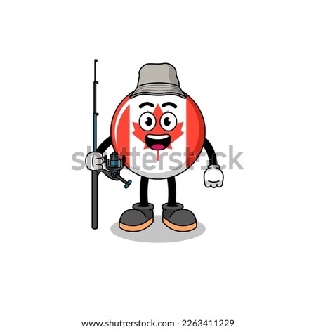 Mascot Illustration of canada flag fisherman , character design