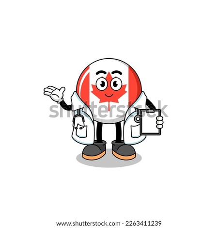 Cartoon mascot of canada flag doctor , character design