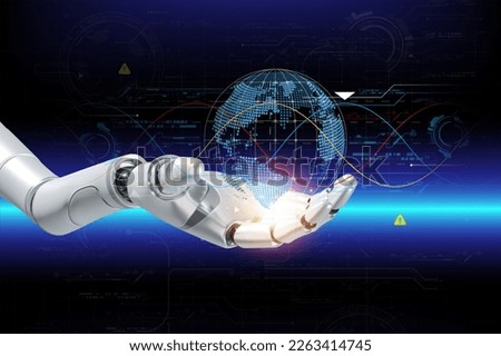 3D rendering artificial intelligence,AI research of robot and cyborg development for future,digital smart world metaverse concept.