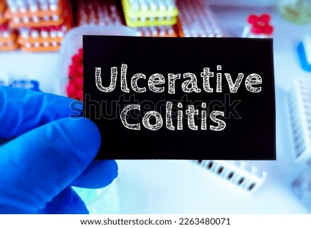 Ulcerative Colitis disease term, a long term condition where the colon and rectum become inflamed, medical conceptual image. Royalty-Free Stock Photo #2263480071