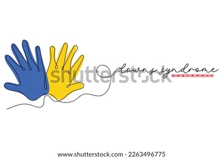 World down's syndrome day is observed every year on 21st march. Downs syndrome awareness concept art. Line art vector. Royalty-Free Stock Photo #2263496775