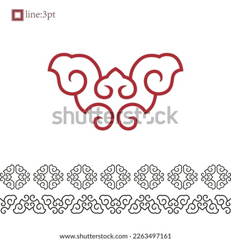 Butterfly or bat art abstract auspicious retro mono line vector design element. Path lines are editable and expandable. Rearrange and combine to design better-looking graphics.
