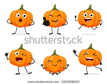 Set of cute cartoon pumpkin characters design