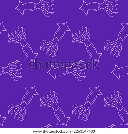 Vector seamless sea pattern with squid.