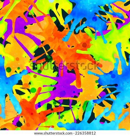 Abstract colorful blots, vector watercolor seamless pattern, eps10