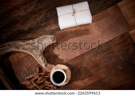 herbal medicine made from red ginseng and deer antler. Royalty-Free Stock Photo #2263599613