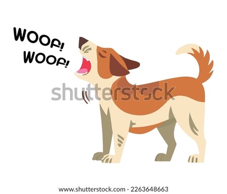 Cute Dog as Domestic Pet Woofing and Barking Out Loud Vector Illustration. Royalty-Free Stock Photo #2263648663