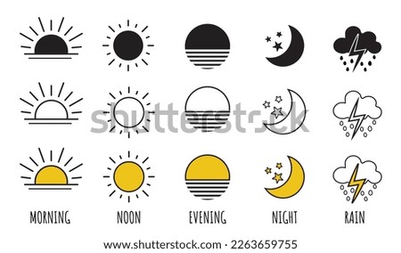 Parts of the Day Morning, Afternoon, Noon, Evening ,Night Icons. Daytime transparency Vector Icons Royalty-Free Stock Photo #2263659755