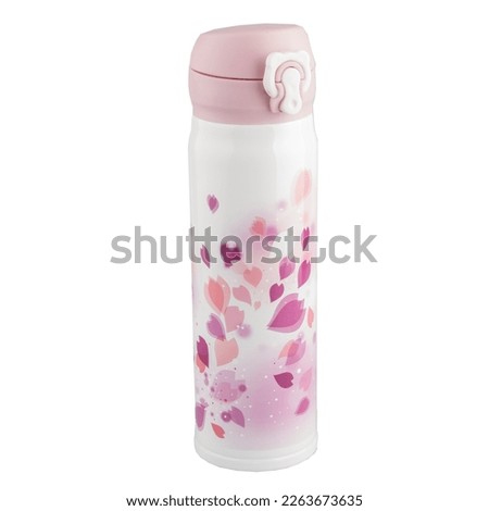 Modern thermos for hot drinks in bright color on a white background