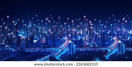 Smart city and digital transformation.Big data connection technology. Telecommunication and communication network concept.	 Royalty-Free Stock Photo #2263682535