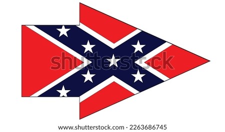 The flag of the confederates during the American Civil War set in a pointer arrow