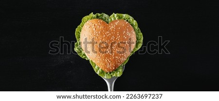 heart shaped burger with place for text. love burgers