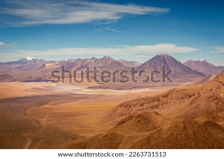 Atacama Desert dramatic volcanic landscape at Sunset, Chile, South America Royalty-Free Stock Photo #2263731513