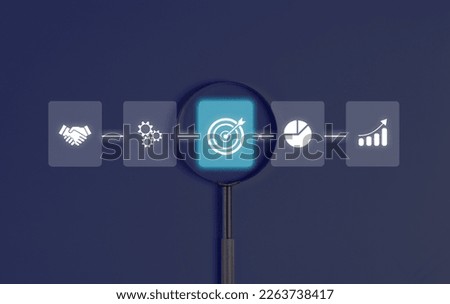 business goal target with business theme icon showing on background
