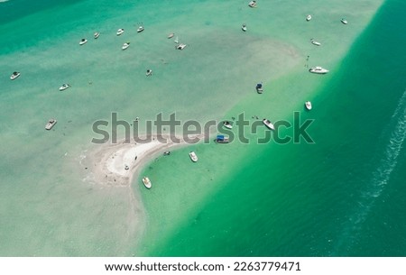 Beautiful aerial view boats in Sarasota 