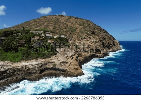 Amazing aerial picture Spitting Cave Hawaii 