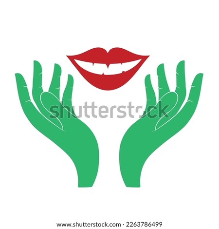 vector human hands illustration, An illustration of dental smile, The concept of dentist logo creation