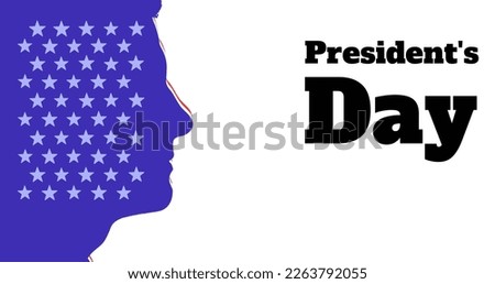 Image of heads coloured with american flag and president's day text. president's day and celebration concept digitally generated image.