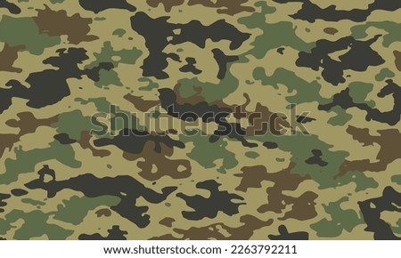 Camouflage seamless pattern. Trendy style camo, repeat print. Vector illustration. Khaki texture, military army green hunting print Royalty-Free Stock Photo #2263792211