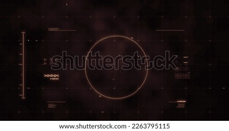 Illustration of circle, dna helix and loading bars with grid pattern against abstract background. Digitally generated, hologram, research, progress, genetic, molecule, medical and healthcare concept. Royalty-Free Stock Photo #2263795115