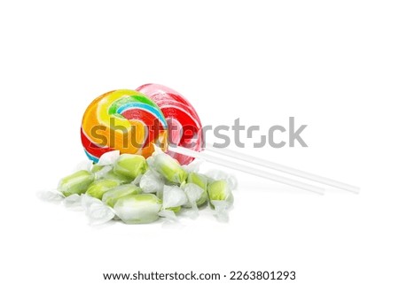milk candy lollipop candy isolated on white background summer concept